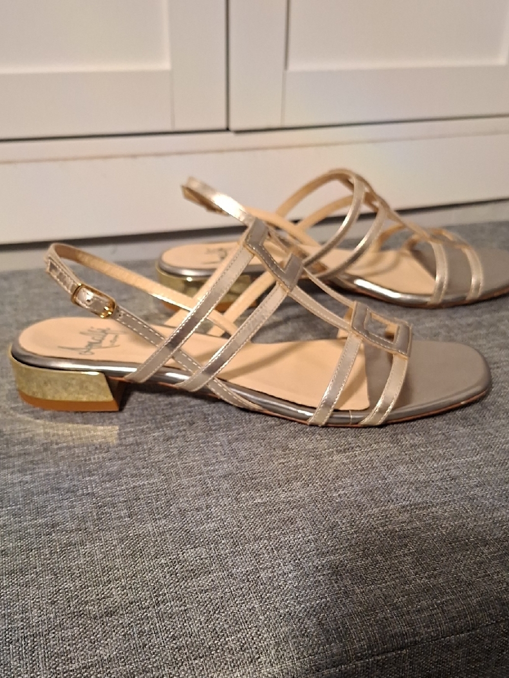 Amalfi Metallic Silver Strappy Slingback Sandals